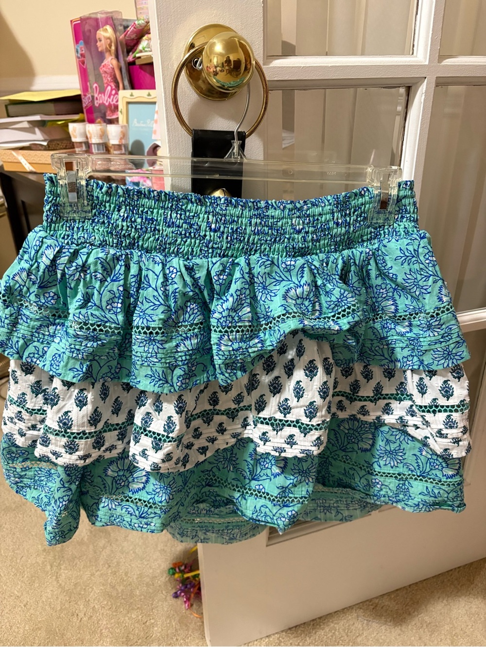 Roller Rabbit For Target Blue & Teal Tiered Ruffle Mini Skirt